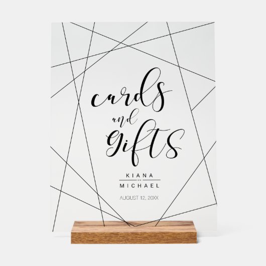 Metallische geometrische Karten und Geschenke Silv Acrylschild (Vorderseite)