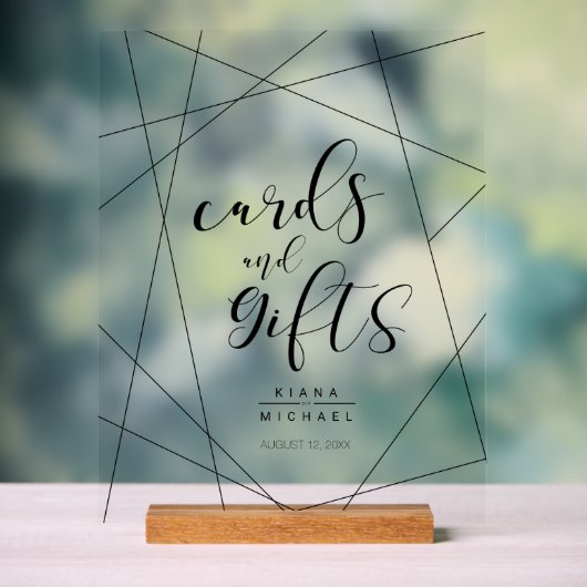 Metallische geometrische Karten und Geschenke Silv Acrylschild (Neutral)