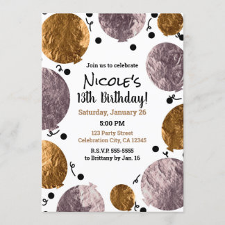Metallische Glam Pink Rose Gold Balloons Geburtsta Einladung