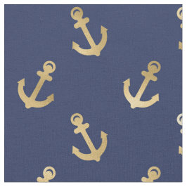 Metallische Gold-Anker auf Navy Blue Stoff