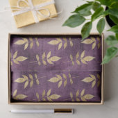 Metallische Gold-Blätter auf Lila Decoupage Seidenpapier (Geschenk)