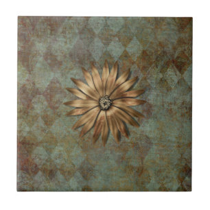 Metallische Gold-Blume auf Grün Fliese