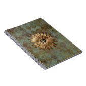 Metallische Gold-Blume auf Grün Notizblock (Rechte Seite)