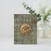 Metallische Gold-Blume auf Grün Postkarte (Stehend Vorderseite)