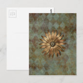 Metallische Gold-Blume auf Grün Postkarte (Vorne/Hinten)