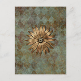Metallische Gold-Blume auf Grün Postkarte