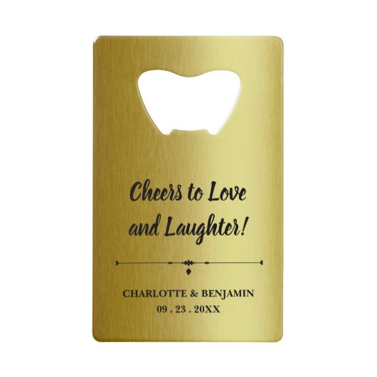 Metallische Gold-Gastgeschenke Hochzeiten Geldbeutel Flaschenöffner (Vorderseite)