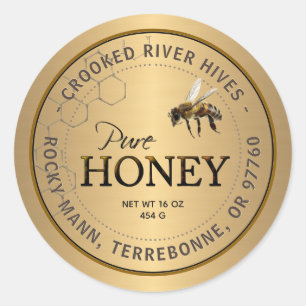 Metallische Gold Honey Label Realistische BienenHo Runder Aufkleber