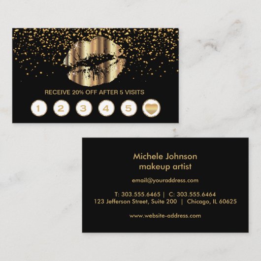 Metallische Gold Lips Treue Karten auf der Strecke (Vorne/Hinten)