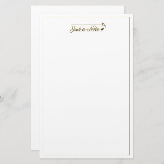 Metallische Gold-Musiknote nur ein Hinweis Briefpapier (Vorne/Hinten)