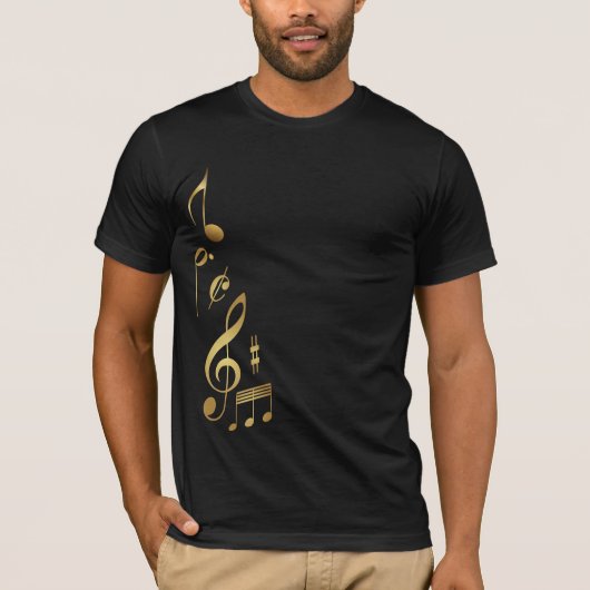 Metallische Gold-Musiknote T-Shirt (Vorderseite)