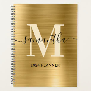 Metallische Gold-Signatur-Monogramm Planer