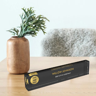 Metallische Gold- und Black-Business-Logo-Führungs Namensplakette