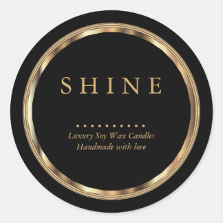 ⭐ metallische Gold- und Black-Labels Runder Aufkleber