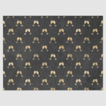 Metallische Gold-Weingläser auf der Black Decoupag