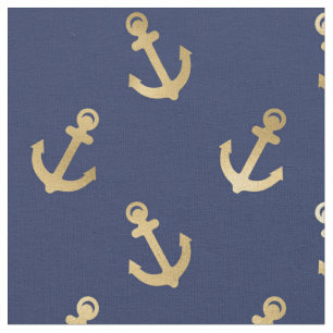 Metallische Goldanker auf dem Navy Blue Stoff