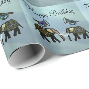 Metallische Goldelefanten Geschenkpapier