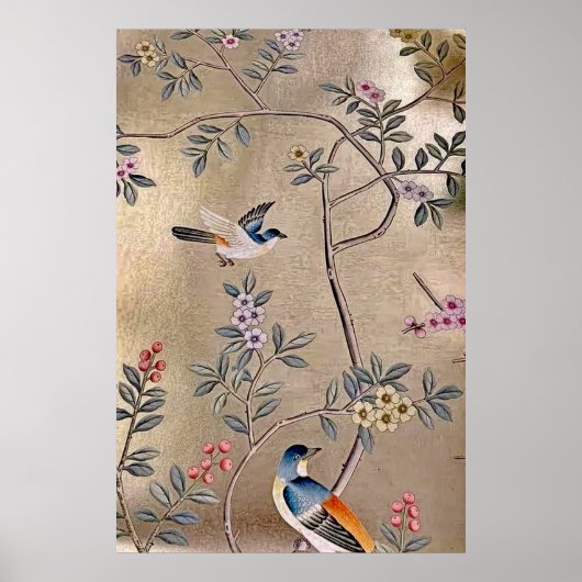 Metallische Golden Garden Chinoiserie mit Song Bir Poster (Vorne)