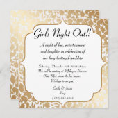 Metallische Golden White Floral Girls Nacht Einladung (Vorne/Hinten)