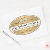 Metallische goldene Bienenwachs Oval Candle Herald Ovaler Aufkleber (Umschlag)