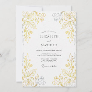 Metallische Goldene Blatt-Hochzeit Einladung