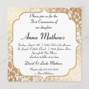 Metallische Goldene Flora Erste Kommune Einladung