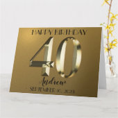 Metallische goldene Folie 40. Geburtstag Karte (Gelbe Blume)