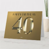 Metallische goldene Folie 40. Geburtstag Karte (Rückseite)
