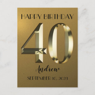 Metallische goldene Folie 40. Geburtstag Postkarte