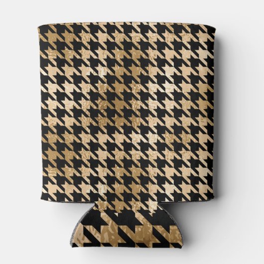 Metallische goldene Hunde Zahn, Modemuster. Dosenkühler (Rückseite)