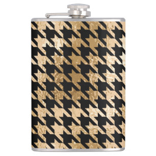 Metallische goldene Hunde Zahn, Modemuster. Flachmann