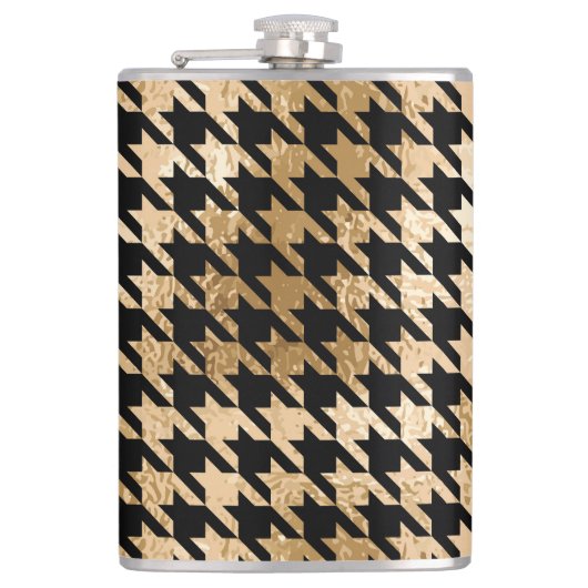 Metallische goldene Hunde Zahn, Modemuster. Flachmann (Vorderseite)