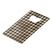 Metallische goldene Hunde Zahn, Modemuster. Geldbeutel Flaschenöffner (Rückseite Schrägansicht)