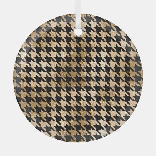 Metallische goldene Hunde Zahn, Modemuster. Ornament Aus Glas (Vorderseite)