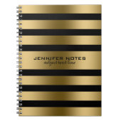 Metallische goldene Streifen schwarzer Hintergrund Notizblock (Vorderseite)