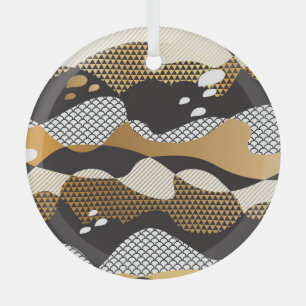 Metallische goldene Wellen: geometrisches Muster. Ornament Aus Glas