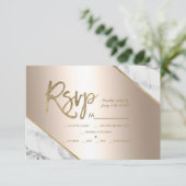 Metallische Goldfolie Glitzer uAwg Hochzeit RSVP Karte (Stehend Vorderseite)