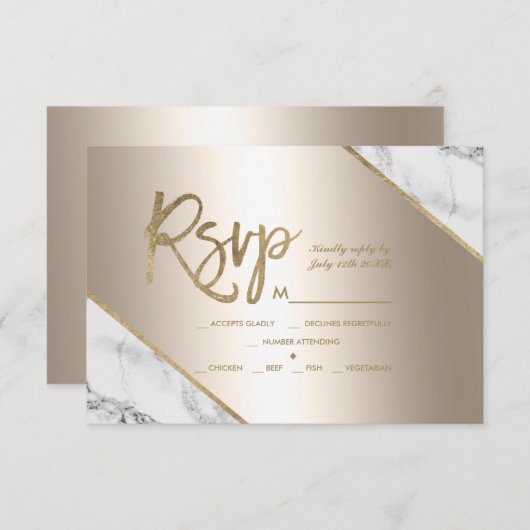 Metallische Goldfolie Glitzer uAwg Hochzeit RSVP Karte (Vorne/Hinten)