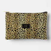 Metallische Goldfolie Schwarzer Leopard Mit Monogr Zubehörtasche (Vorderseite)