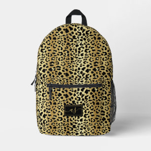 Metallische Goldfolie Schwarzer Leopardendruck Mon Bedruckter Rucksack