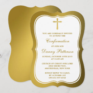 Metallische Goldkreuz-Heilige Kommunion oder Bestä Einladung