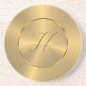 Metallische Goldtextur individuelles Monogramm Getränkeuntersetzer (Vorne)