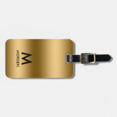 Metallische Goldtextur-Monogramm Gepäckanhänger (Vorderseite horizontal)