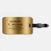 Metallische Goldtextur-Monogramm Gepäckanhänger (Rückseite horizontal)