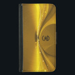 Metallische Goldtöne bedrucken rostfreier Stahlloo Samsung Galaxy S5 Geldbeutel Hülle<br><div class="desc">Metallische goldene Farbtöne bedruckt,  glänzendes Edelstahlaussehen mit individueller und optionaler Monogramm/Name. Einfach und elegant. Design ist auf anderen Produkten erhältlich.</div>