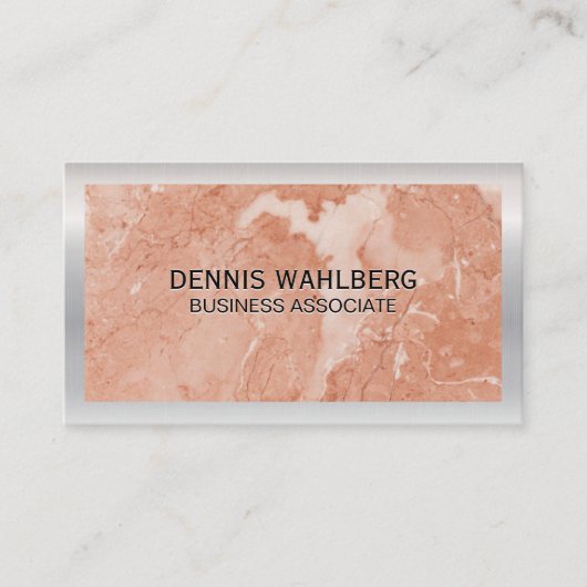 Metallische Grenze | Orange Marble Slab Visitenkarte (Vorderseite)
