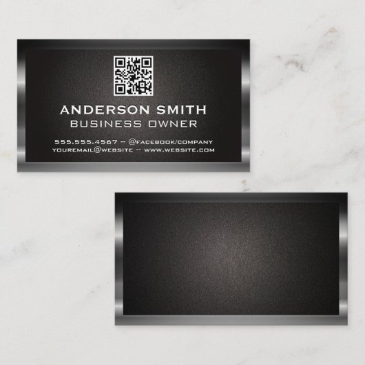 Metallische Grenze | QR Code Business Card Visitenkarte (Vorne/Hinten)