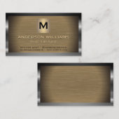 Metallische Grenze und Hintergrund | Monogramm Visitenkarte (Vorne/Hinten)