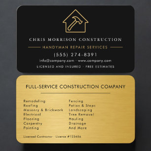 Metallische Handwerker-Baustellen-Karte Visitenkarte