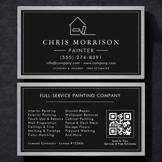 Metallische Hausmaler-QR-Code-Malerei Visitenkarte